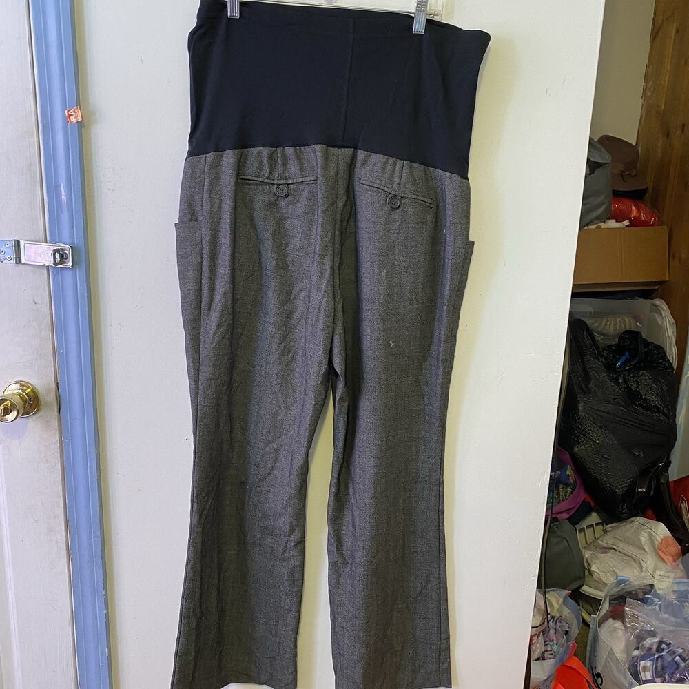 LIZ LANGE Maternity Casual Dress Pants Flare Leg PullOn Pocket Gray Black Y2K 18 - Picture 10 of 11